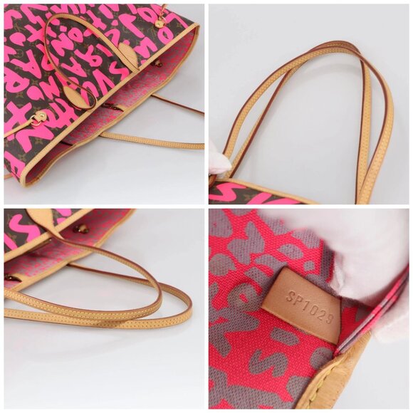 LOUIS VUITTON Monogram graffiti Neverfull GM Tote Bag Fuchsia M93701 Auth - Picture 16 of 16